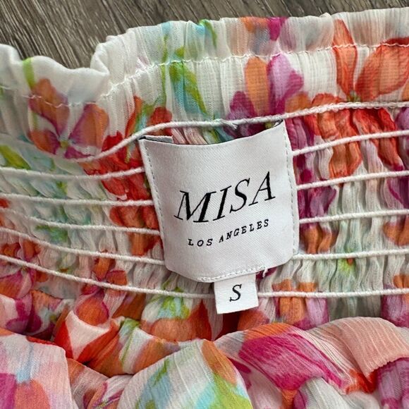 MISA Los Angeles Floral Tiered Maxi Skirt S Boho Smocked Waist Flowy Resort Vaca - Picture 11 of 11